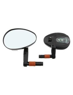 3D Mirror Bar End 2200SSAF W/Led Flashing Light Black.